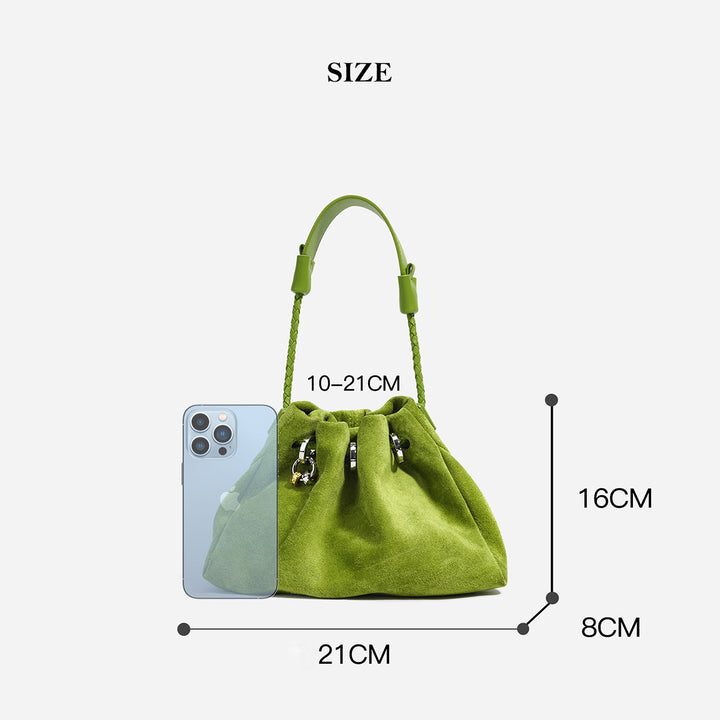 Suede Leather Summer Drawstring Shoulder Bag