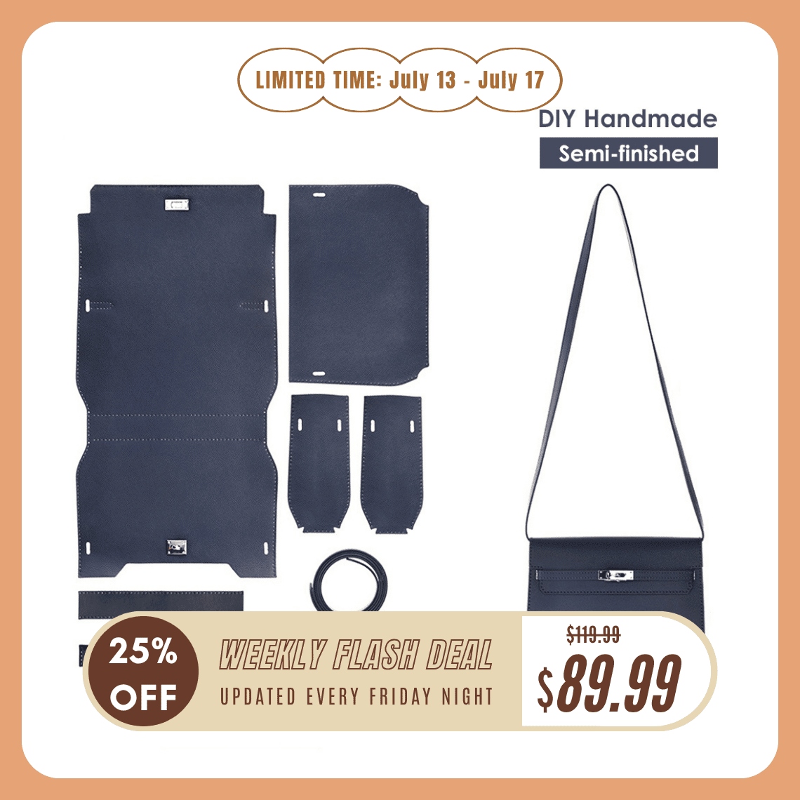 POPSEWING® Top Grain Leather Depeches Pouch DIY Kit | Price Drop at Checkout