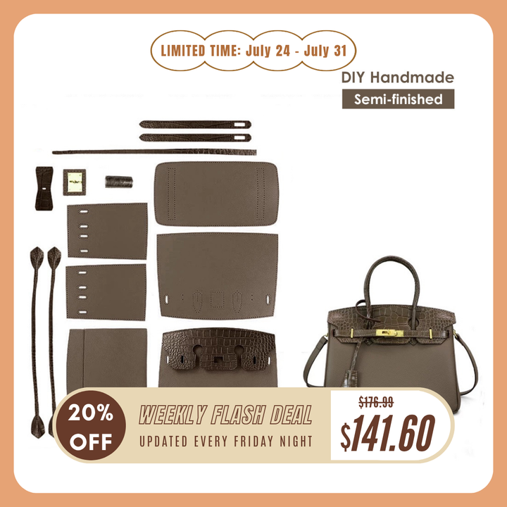 POPSEWING® Top Grain Leather Bi-color Platinum Bag DIY Kit