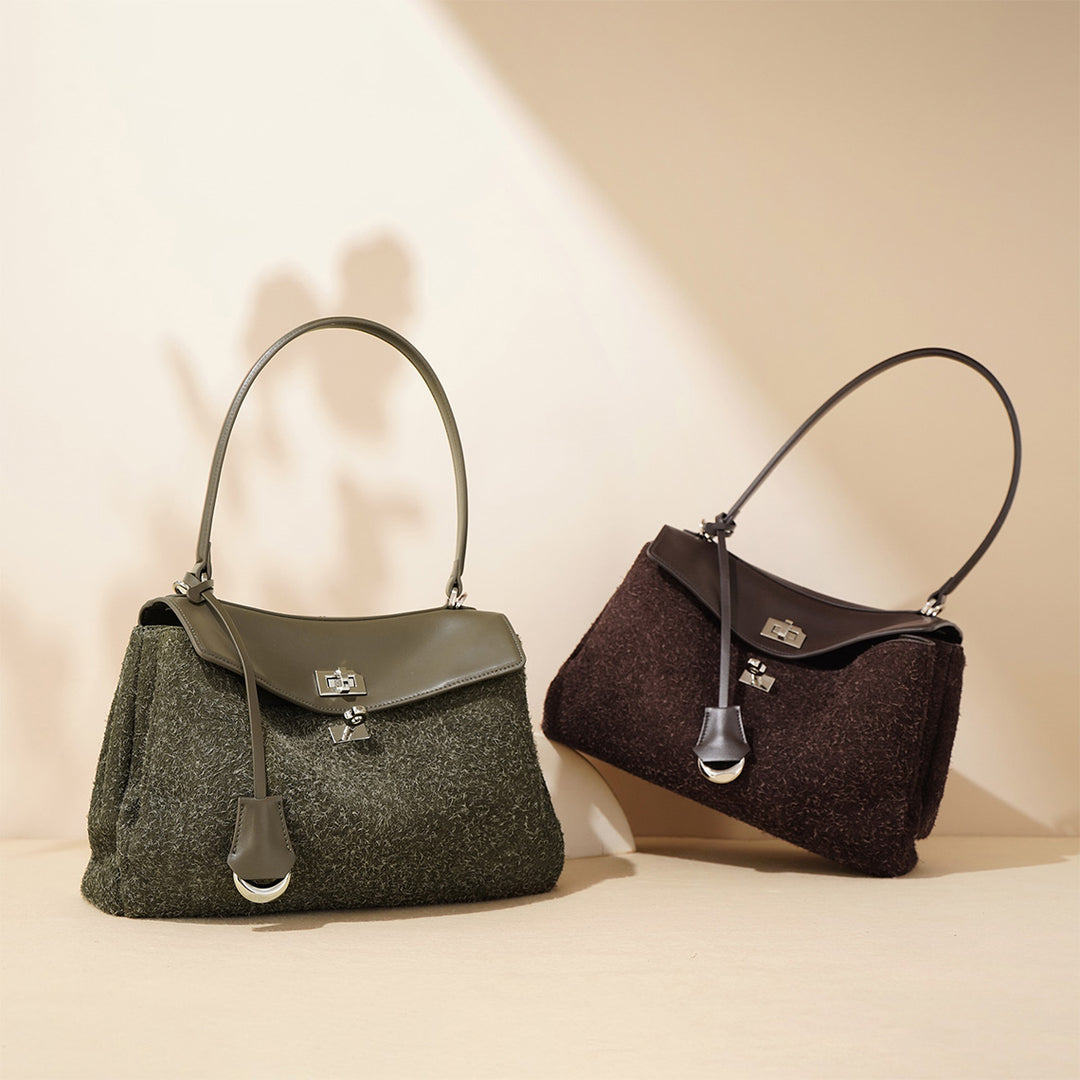 Winter Suede Leather Bag for Women | Roomy Capacity