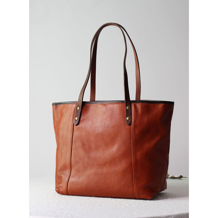 Genuine leather tote bag | Brown tote bag
