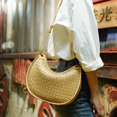 Leather Woven Hobo Bag