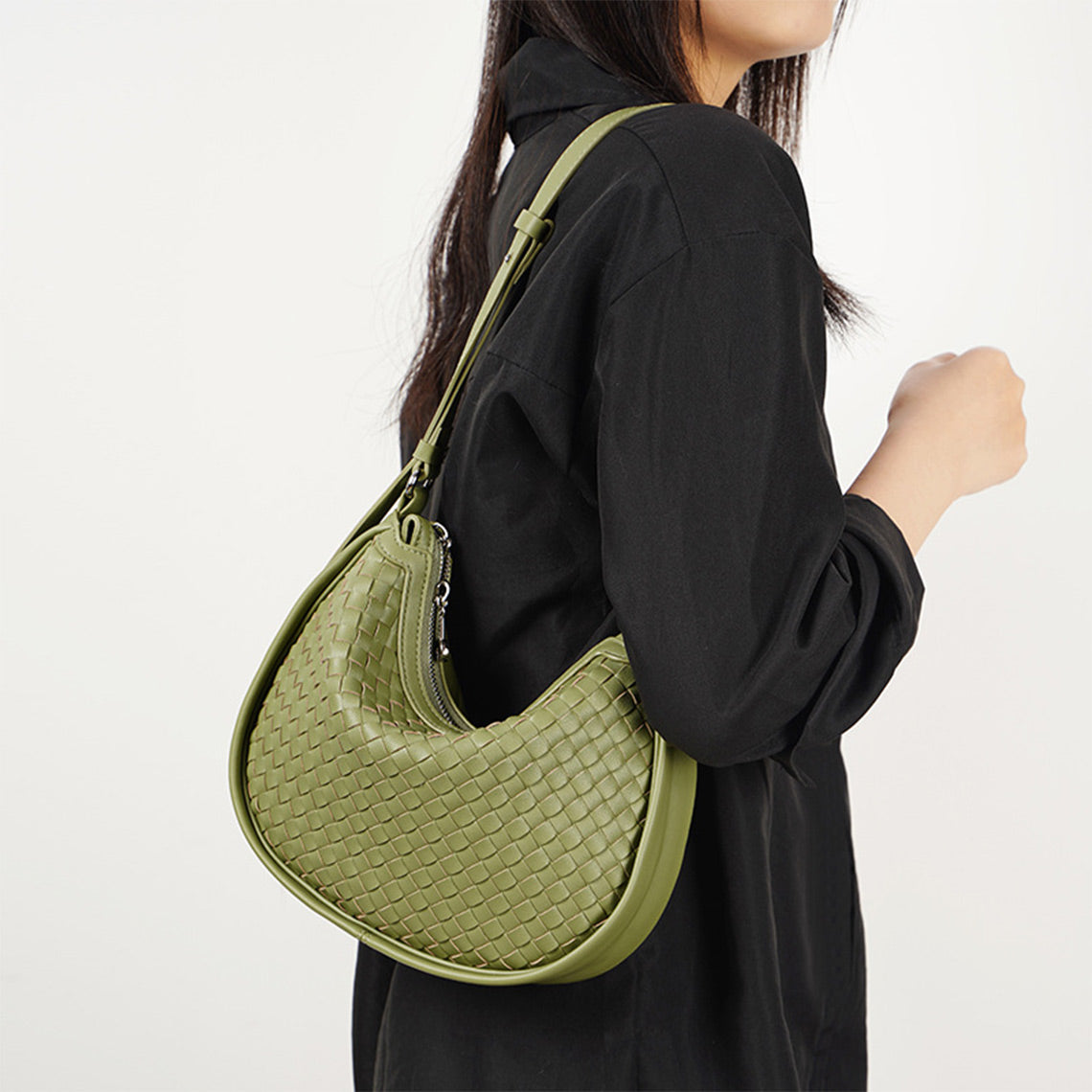 Leather Woven Hobo Bag