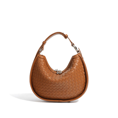 Brown Leather Woven Leather Handbag Crossbody Bag for Women