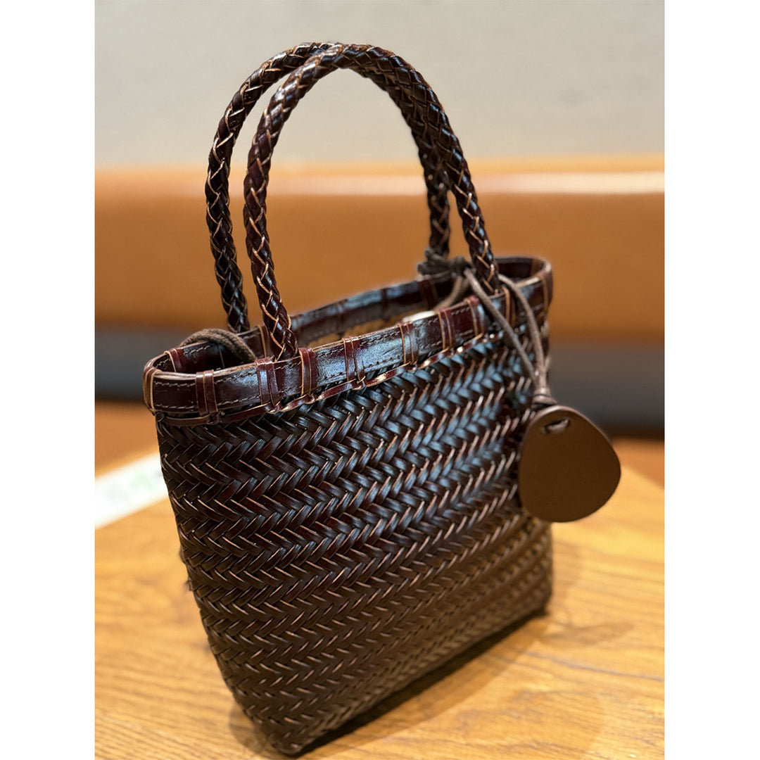 Vegetable Tanned Leather Vintage Woven Tote Bag