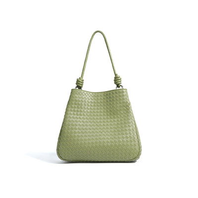 Green Woven Leather Bag | Shoulder Tote Bag for Women - POPSEWING®