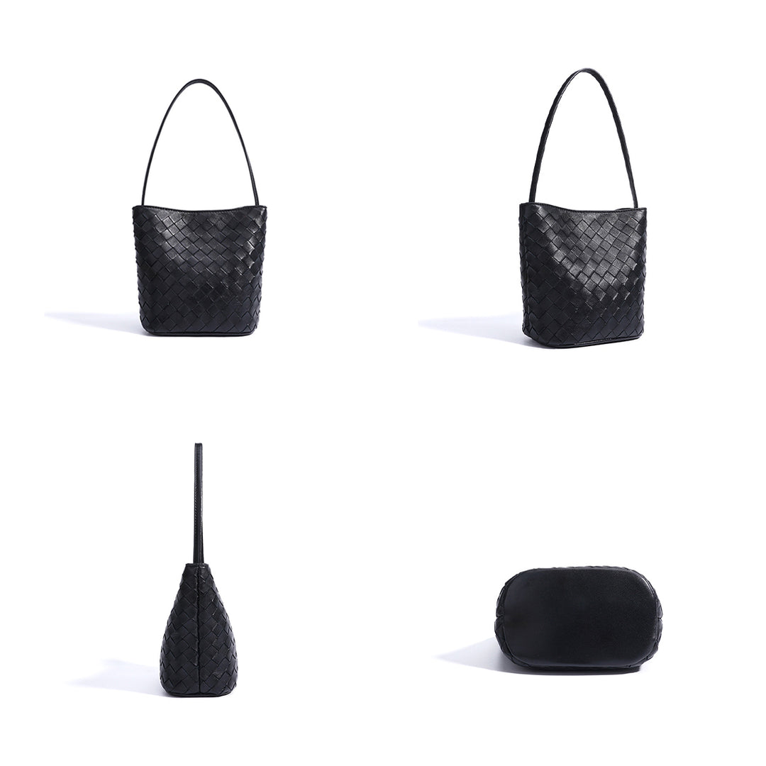 Sheep Leather Small Woven Tote Bag