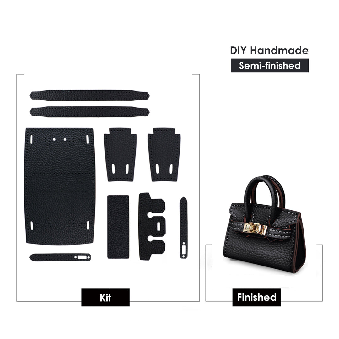 Black Leather Mini Birkin Charm DIY Patterns | Fun DIY Sewing Project for Beginners- POPSEWING®