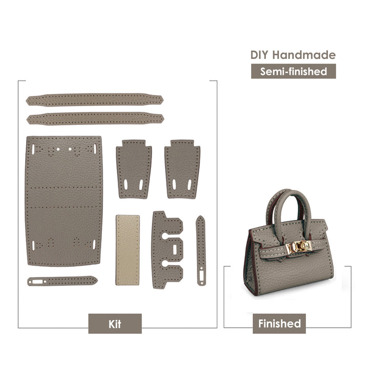 Taupe Leather Mini Birkin Charm DIY Patterns | Fun DIY Sewing Project for Beginners- POPSEWING®