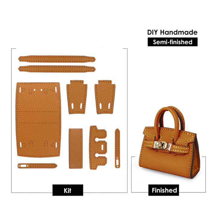 Brown Leather Mini Birkin Bag Cute Mini Bag | DIY Leather Kit for Beginners- POPSEWING®
