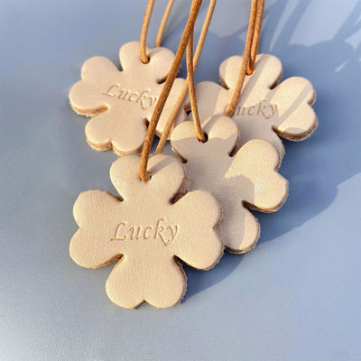 Vegetable Tanned Leather Lucky Clover Charm