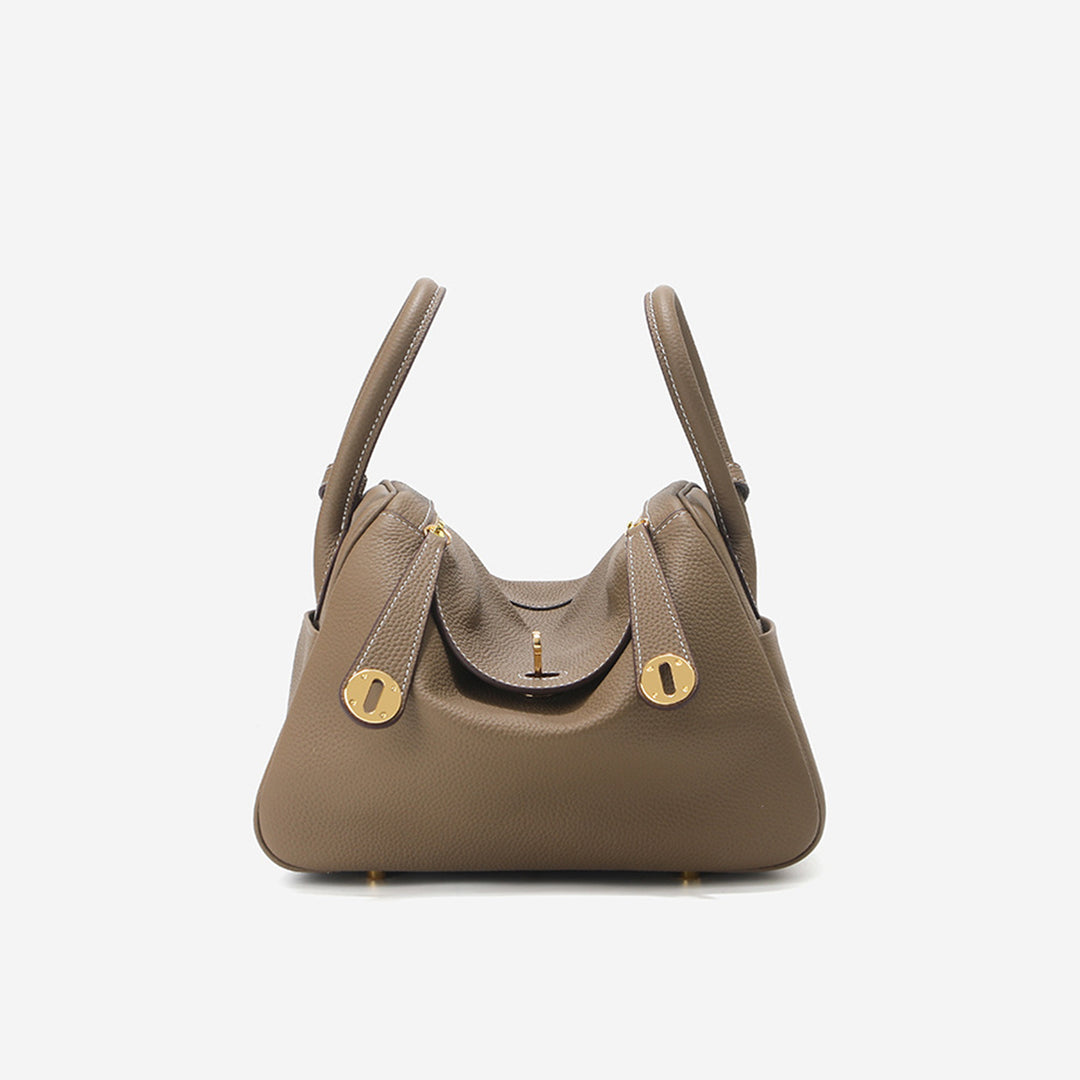 Taupe Leather Handbag | Inspired Leather Lindy Handbag