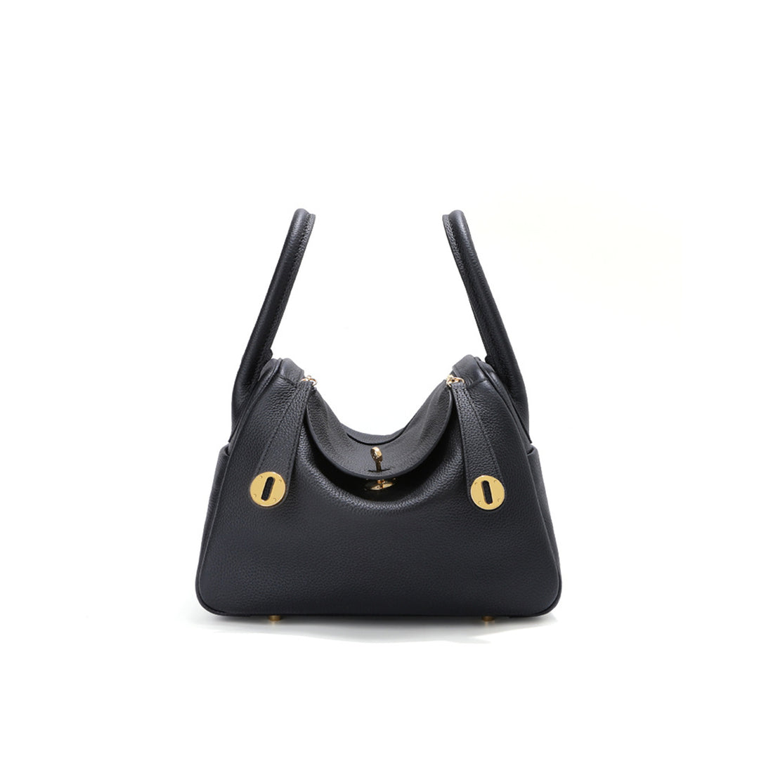 Black Leather Handbag | Inspired Leather Lindy Handbag in Black