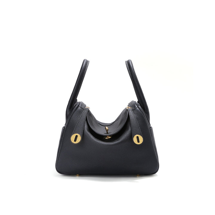Black Leather Handbag | Inspired Leather Lindy Handbag in Black
