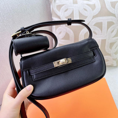 Black Leather Saddle Crossbody Bag - POPSEWING®