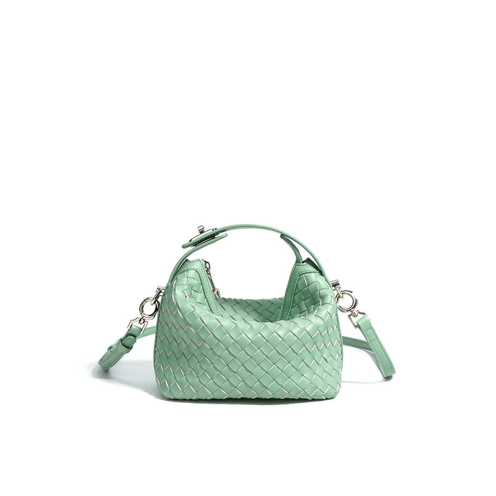 Leather Woven Mini Hobo Bag