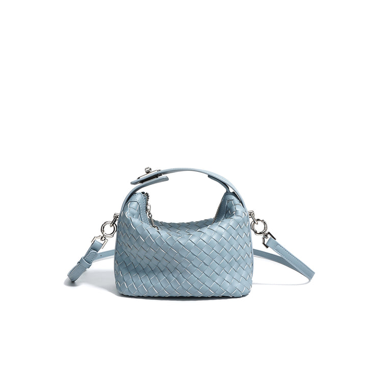 Leather Woven Mini Hobo Bag