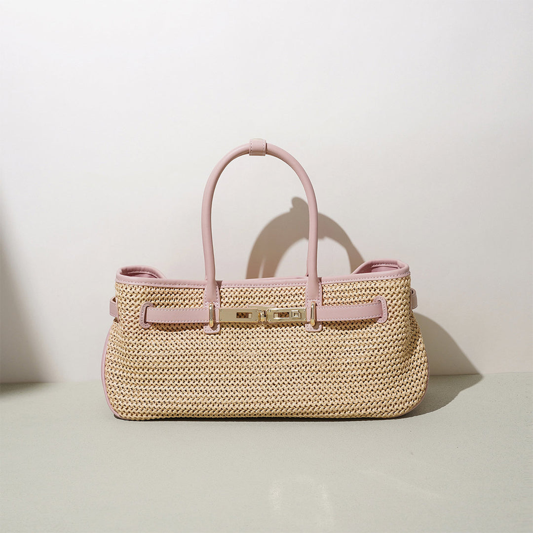 Leather Straw Women Handbag