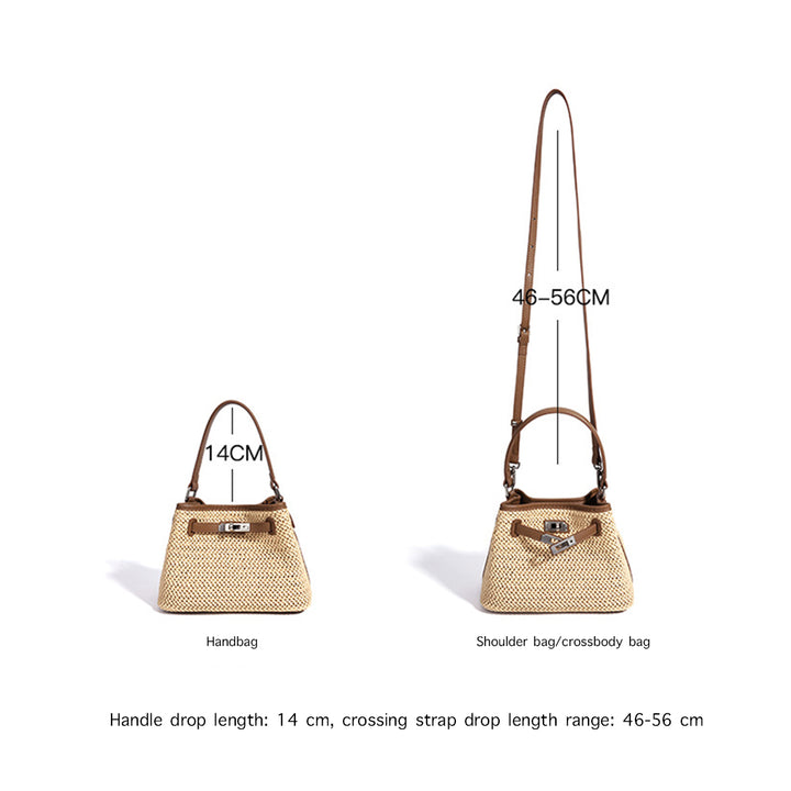 Leather Straw Summer Bucket Bag