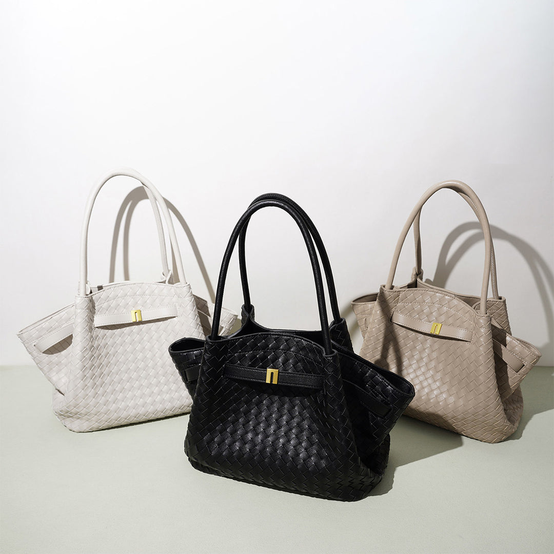 Top Grain Leather Wings Woven Handbag