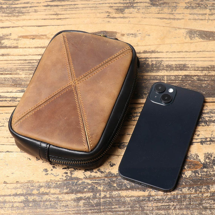 Top Grain Leather Men Wrist Bag