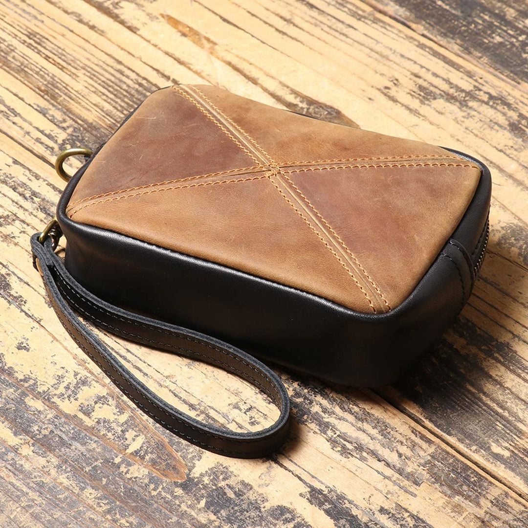 Top Grain Leather Men Wrist Bag
