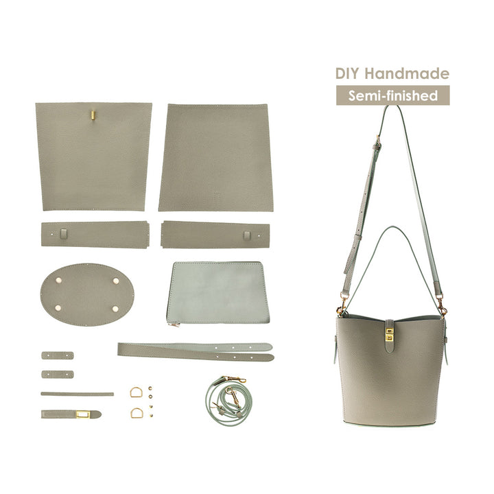 DIY Crossbody Bucket Bag Making Kit Green | DIY Leathercrafts Kit - POPSEWING™