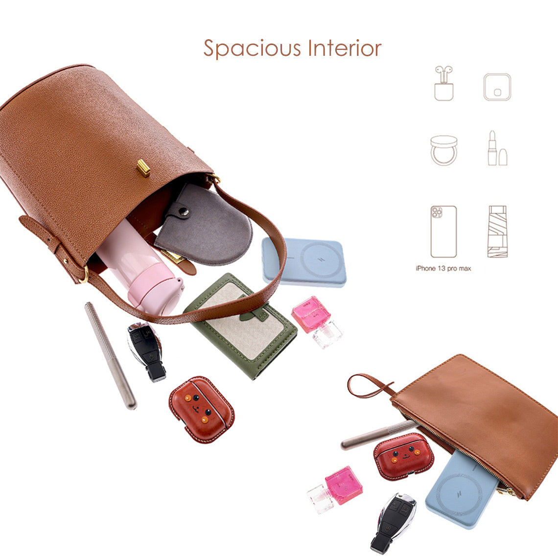 Designer Bucket Bag Handbag's Spacious Interior | What's in Your Bag - POPSEWING™