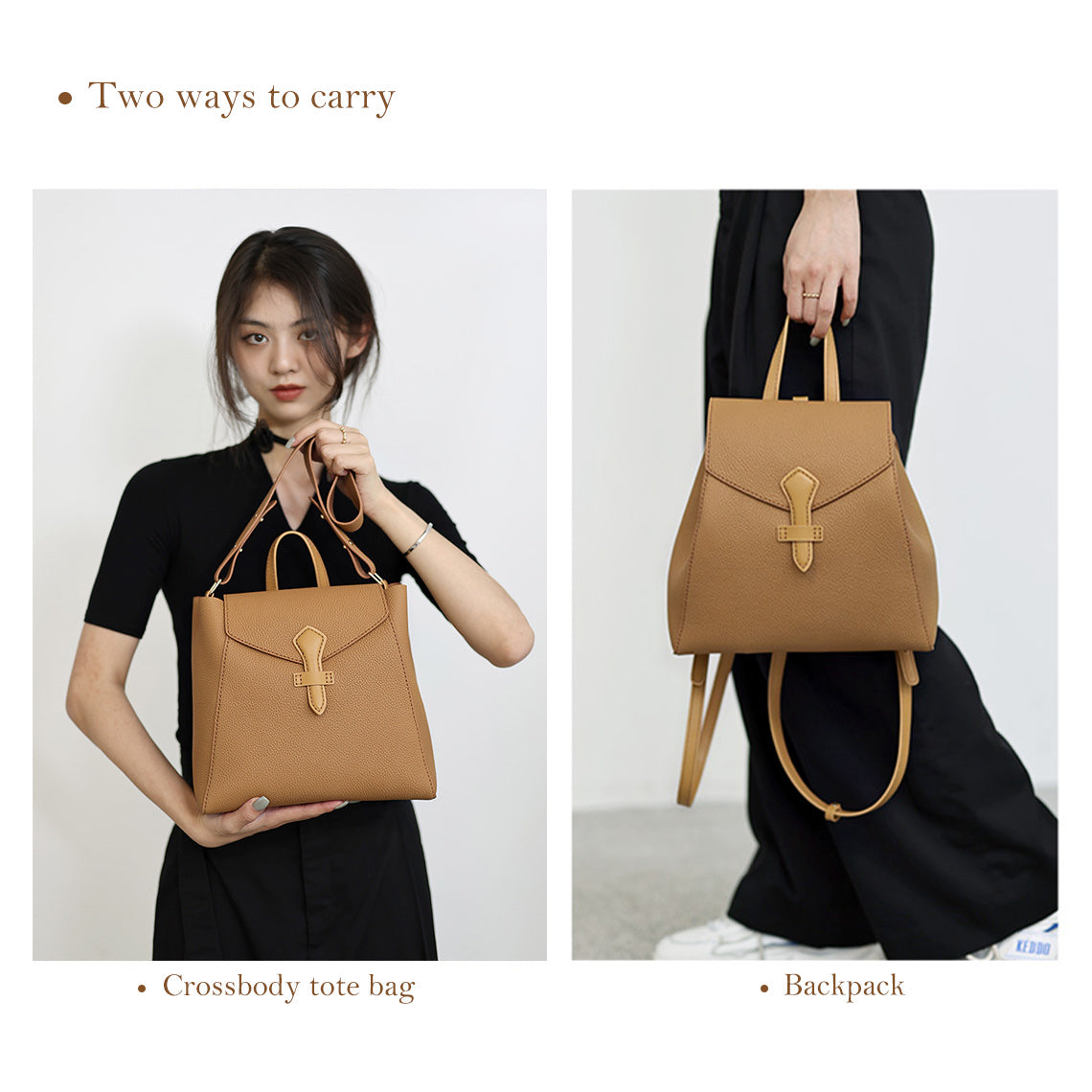 DIY Tote Bag Kit Backpack Kit in Tan | Genuine Leather Backpack Tote Bag with Smart Straps - POPSEWING™ DIY Leathercrafts
