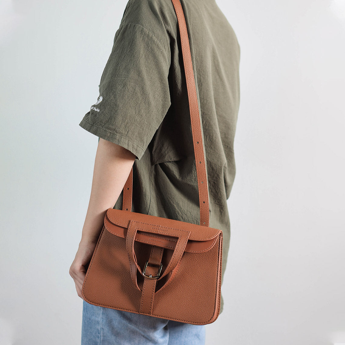 Halzan Mini | Tan Leather Satchel Bag | Tan Leather Cross Body Bag