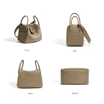 Taupe Leather Handbag | Top Handles Handbag for Women - POPSEWING™