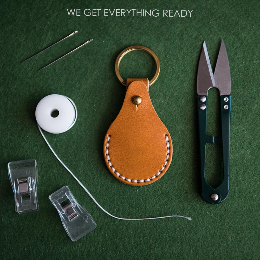 DIY Keychain Kits | Handmade APPLE AirTag Leather Holder Brown - POPSEWING™