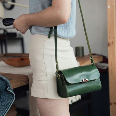 DIY bag ideas | Green leather crossbody bag for women | POPSEWING™