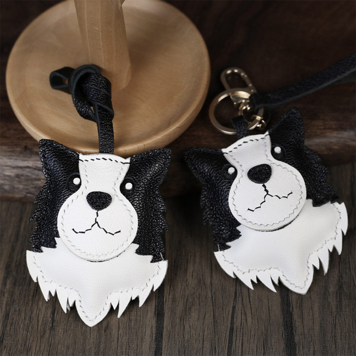 POPSEWING® Sheep Leather Border Collie Dog Keychain Charm DIY Kit