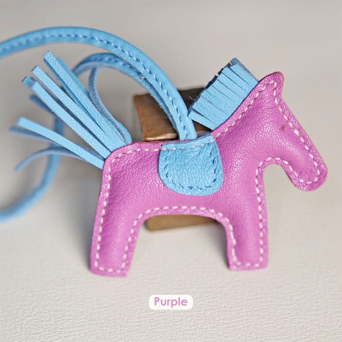 Pink & Blue Leather Rodeo Horse Bag Charm Keychain | Luxury Bag Accessories for Affordable Price - POPSEWING™
