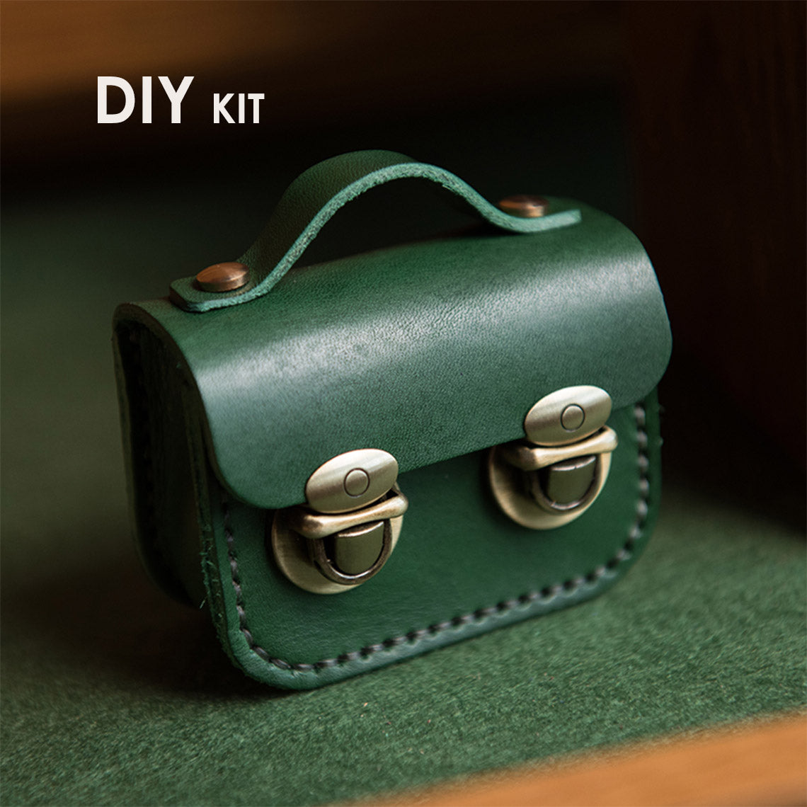 DIY leather bag kit | Green leather mini satchel | POPSEWING™