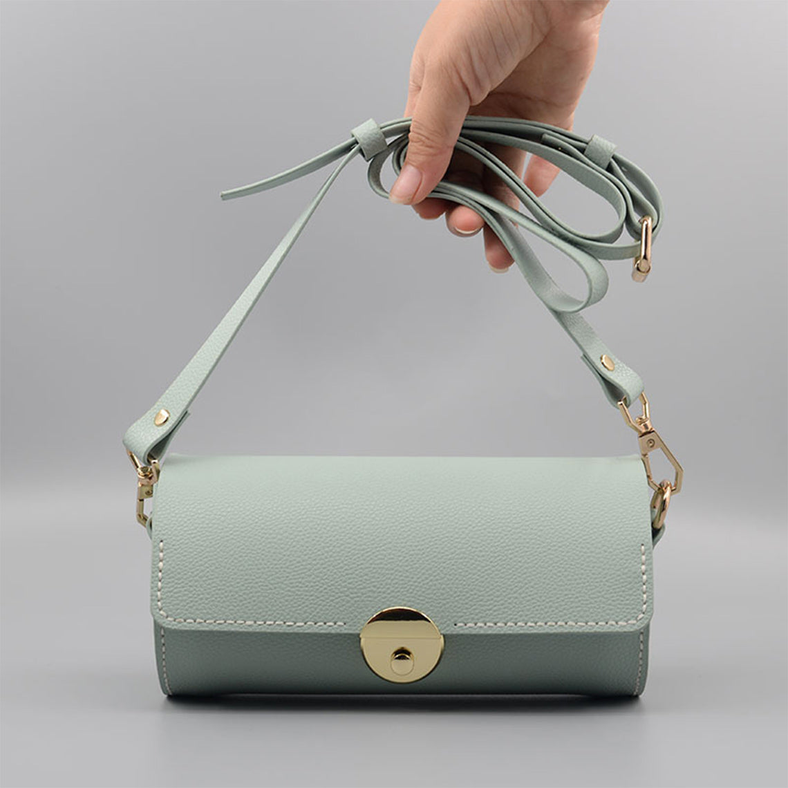 DIY Crossbody Bag | Green Faux Leather PU Leather Cylinder Crossbody Bag for Women - POPSEWING™