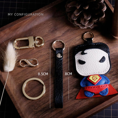 Superman Cute Leather Keychain | Avengers Superhero Keychain Handmade - POPSEWING™