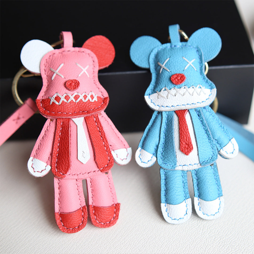 Handmade Luxury Blue and Pink Violent Bear Keychain DIY Kit - POPSEWING™