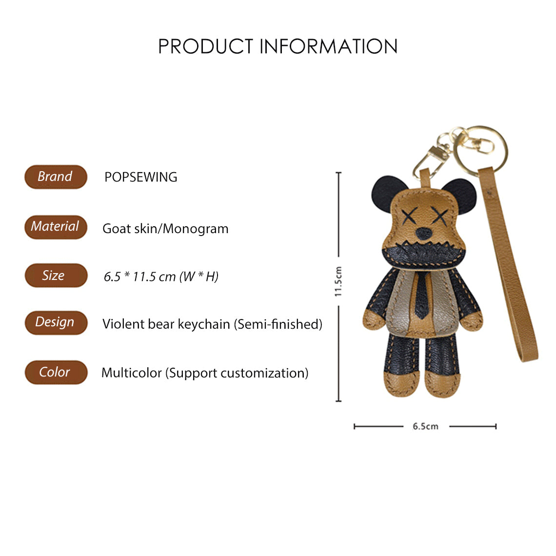 Inspired Violent Bear Keychain Bag Charm Product Information - POPSEWING™