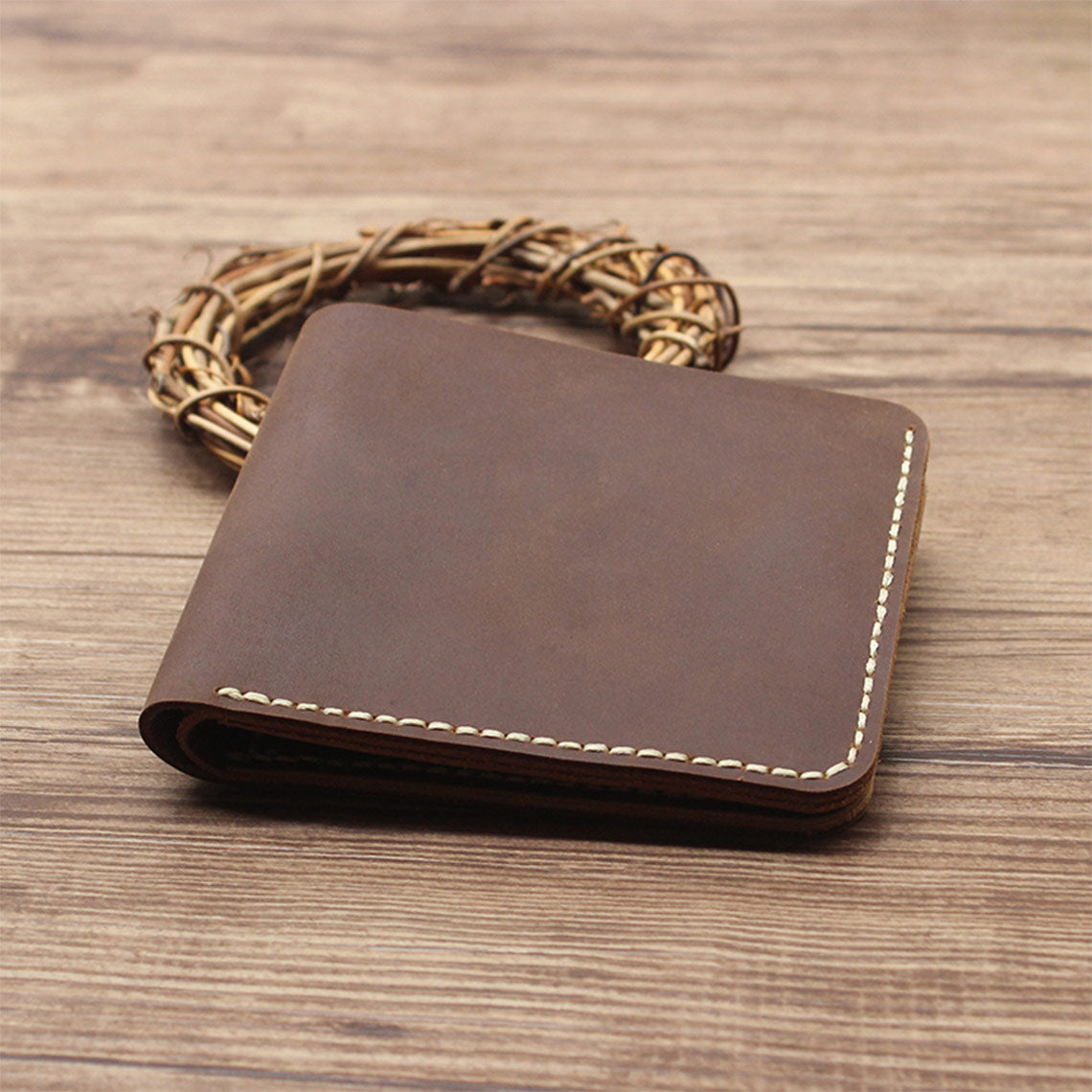 Men's Crazy Horse Genuine Leather Wallet | Hand Sewn Leather Wallet Gift for Father's Day/Birthday