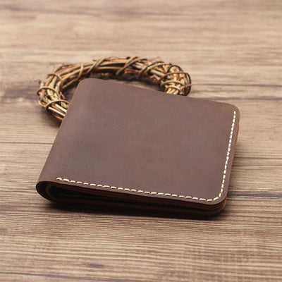 Men's Crazy Horse Genuine Leather Wallet | Hand Sewn Leather Wallet Gift for Father's Day/Birthday