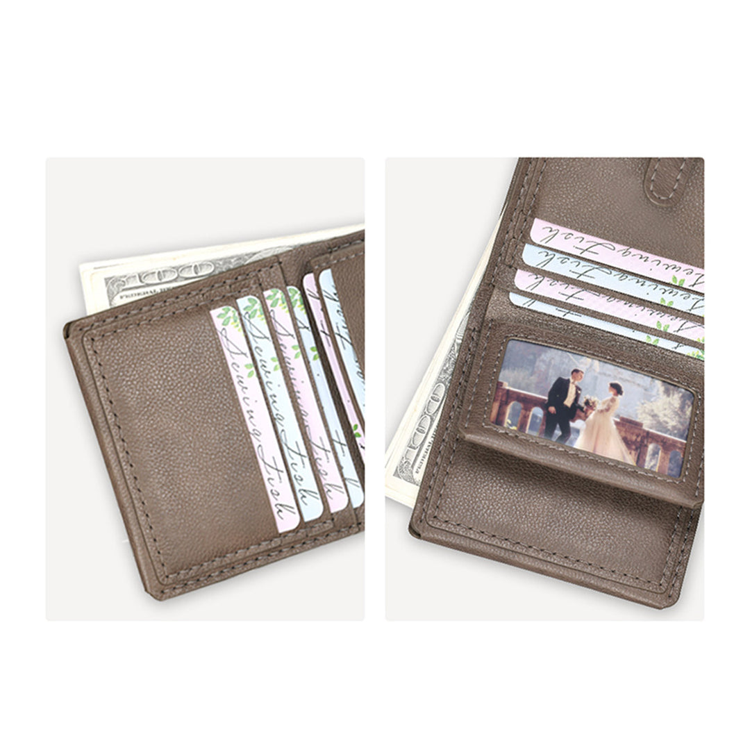 Trifold Leather Wallet with 6 Card Slots & Picture Window - POPSEWING™